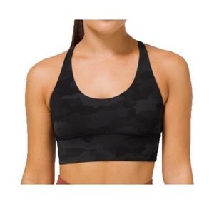 Lululemon Free To Be Moved Bra Medium Support A/B Cup Black Camo size 8